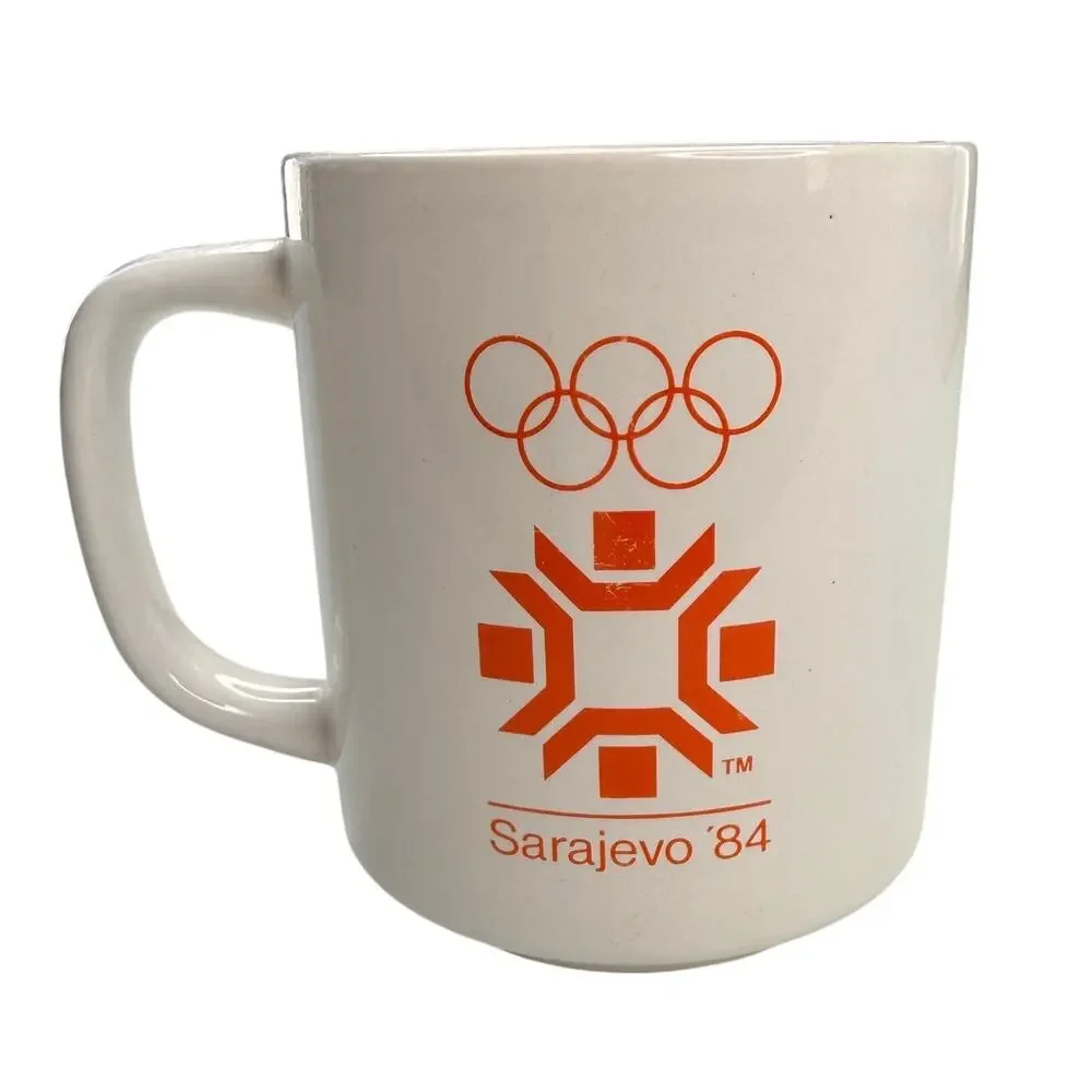 Vintage 1984 Sarajevo Olympics Vucko Wolf Mascot Mug Yugoslavia Winter Games